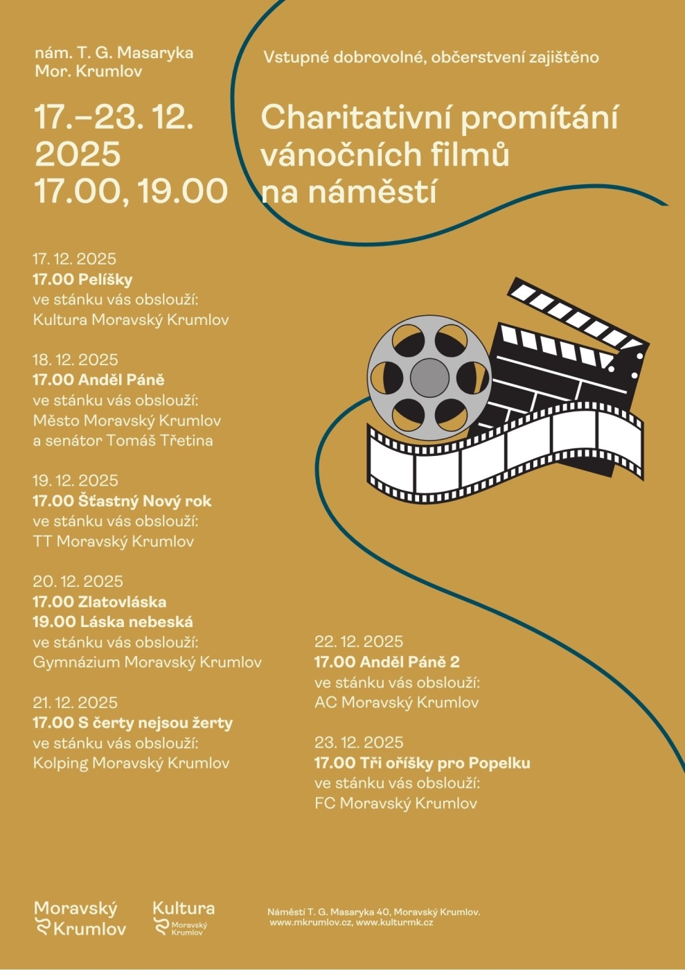 Charitativní promítání vánočních filmů na náměstí