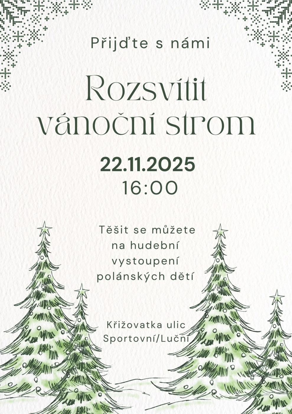 Slavnostní rozsvícení vánoční stromu v Polánce