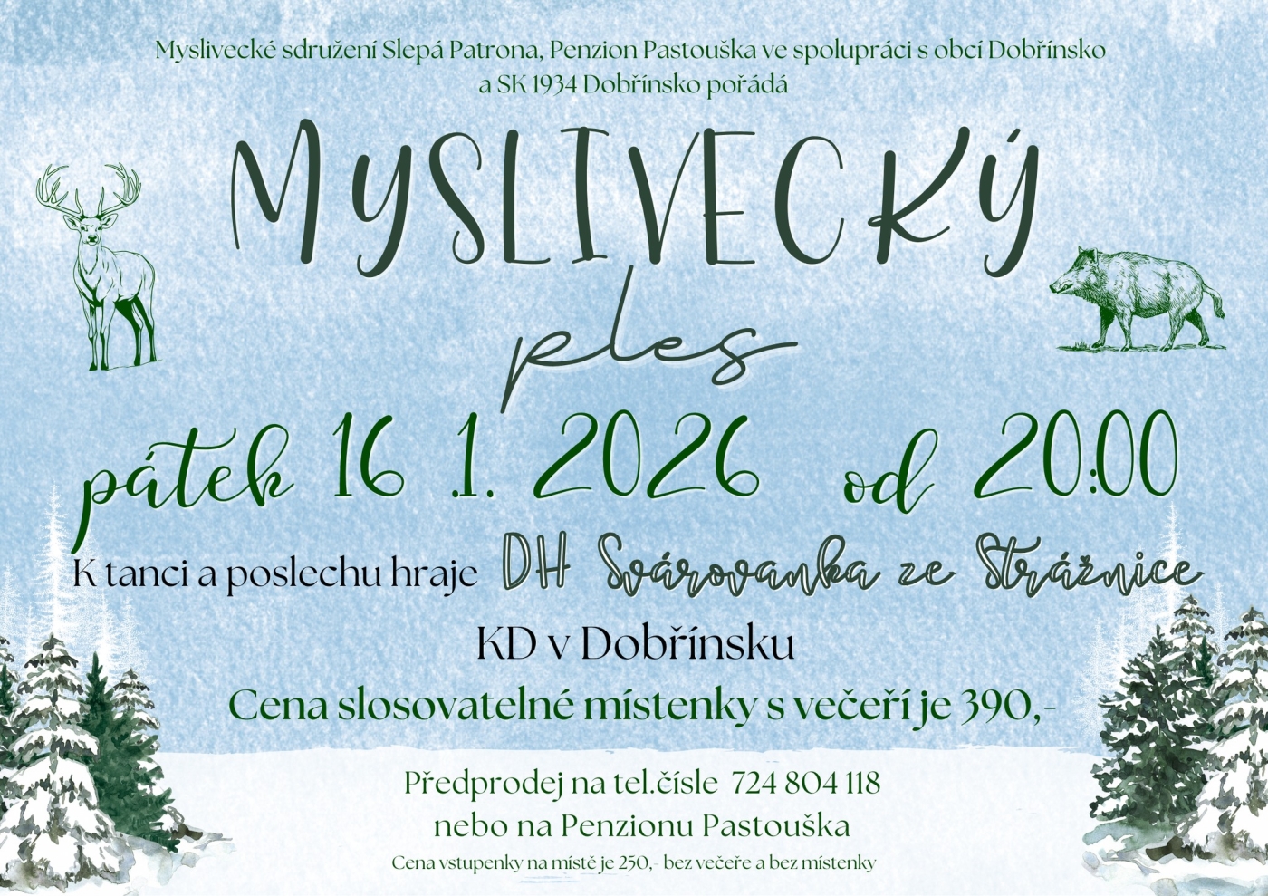 Myslivecký ples v Dobřínsku