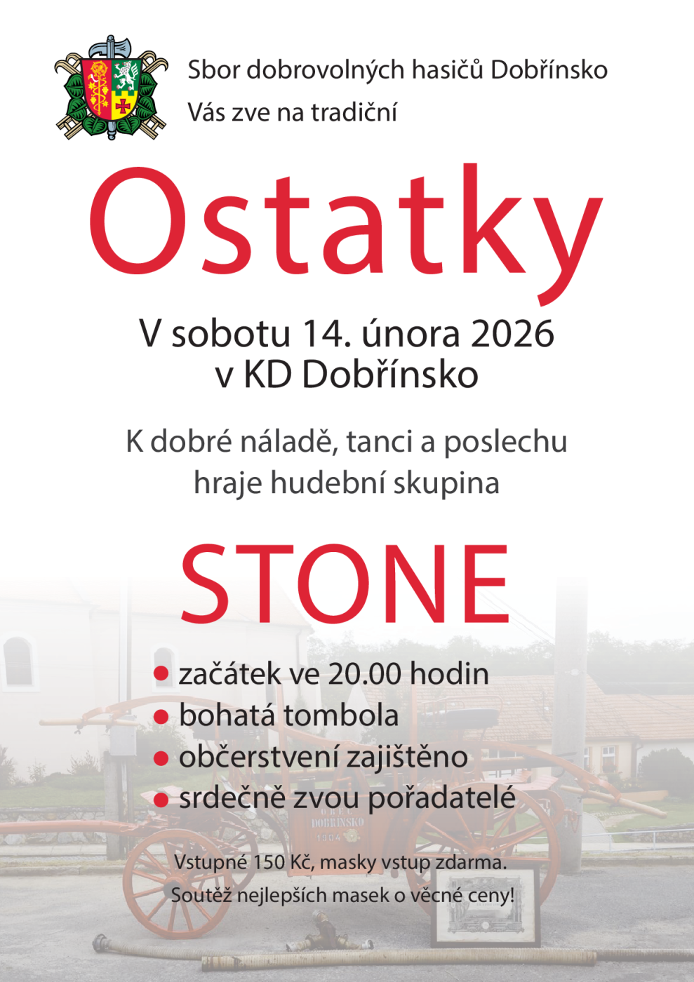 Ostatková zábava se skupinou STONE 14.2.2026 v KD Dobřínsko